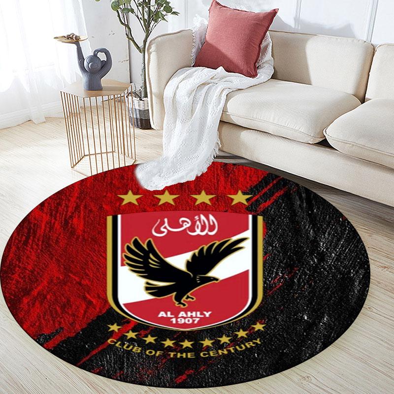 Al Ahly Sporting Club Printed Round Rug, Non Slip Washable Circular Carpet For Living Room Bedroom Playroom, Sports Fan Decor, Holiday Birthday Gift