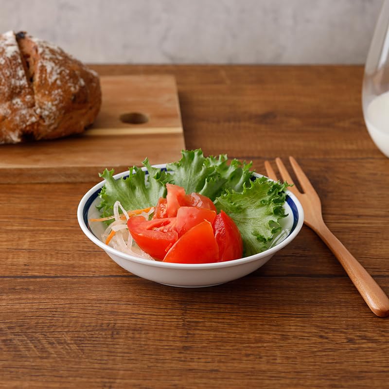 EAST table Salatschüssel, Indigo Line, 14 cm, hochfestes Porzellan, 212-066, hergestellt in Japan, mikrowellengeeignet, spülmaschinenfest
