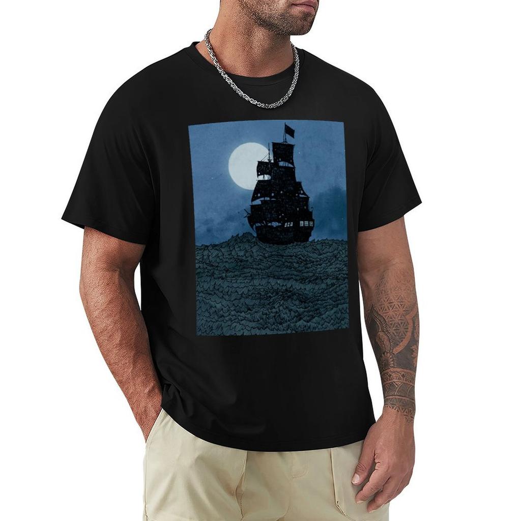 Sailing Under The Moon Tshirt Breathable Workout Short Sleeve Top