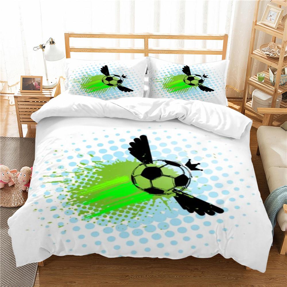 Bed Set Football Quilt Cover 3D Printing Beding Cover Suit Soccer Home Bedclothes with Pillowcase Soft Duvet Cover