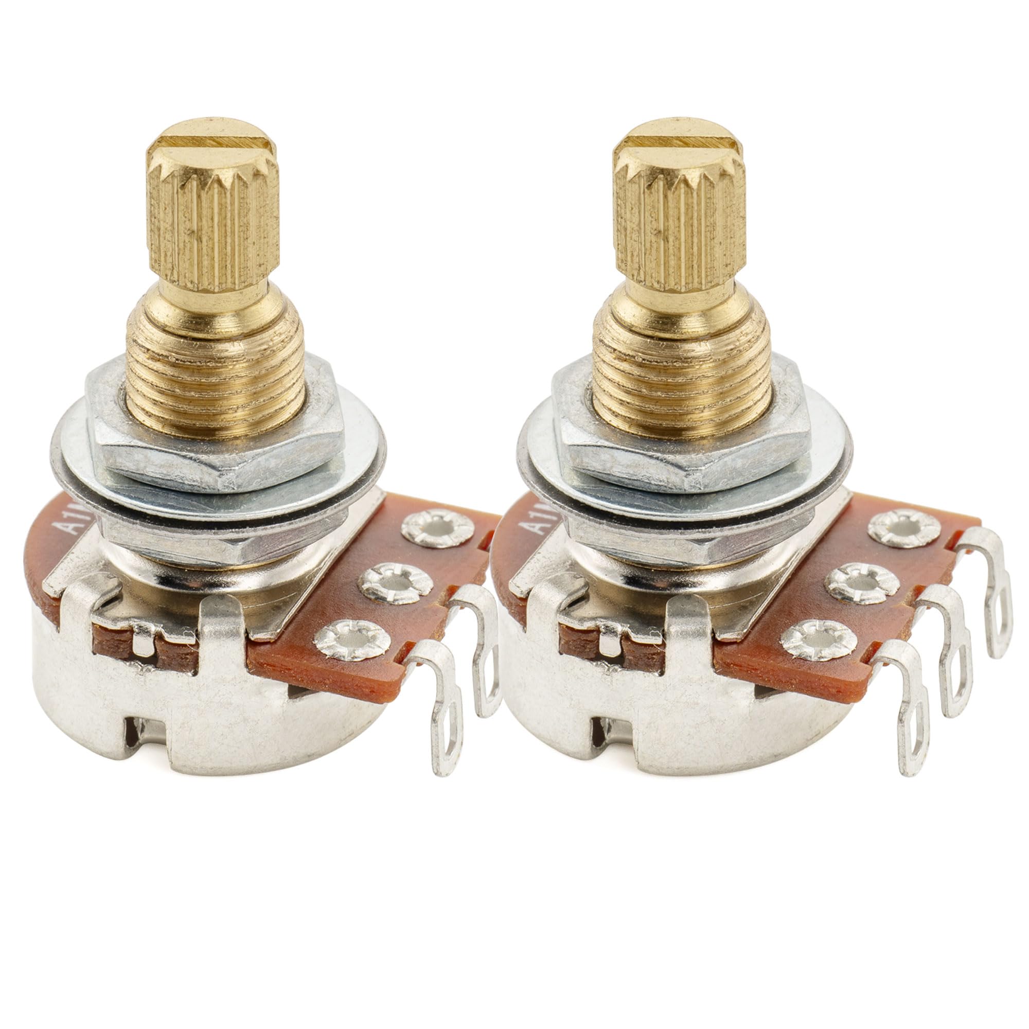 Musiclily Pro Guitar Mini 1 Meg Brass Thread for Electric of Pots, Metric, A-Curve, Guitar/Bass (Set 2)