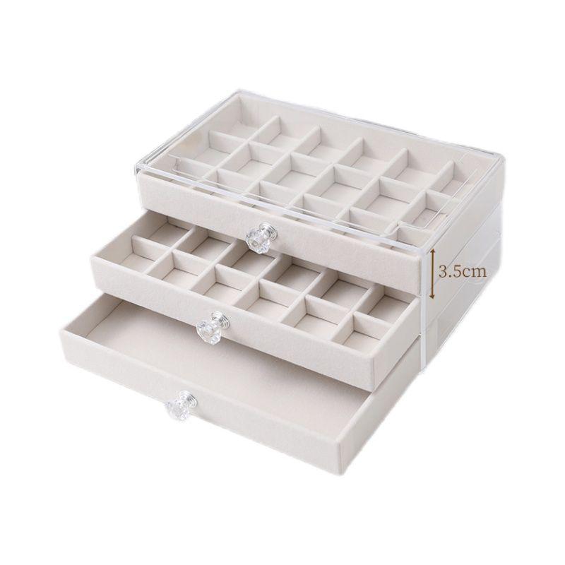 Velvet Jewelry Box with Anti-Oxidation, Transparent Acrylic Storage for Earrings, Necklaces, and Rings