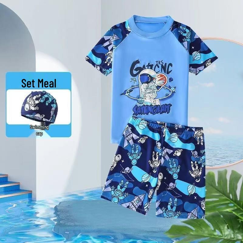 Kids' Summer Swimwear: Breathable, Quick-Dry Two-Piece with Sun Protection for Boys and Girls, Sizes S-L