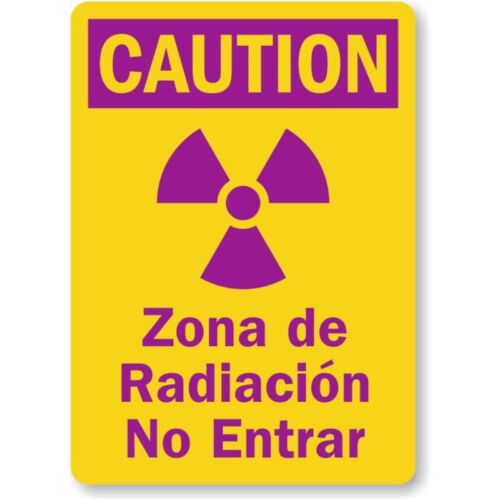Bilingual Caution Radiation Aluminum Weatherproof SignAluminum 20x30cm(7.8x11.8inch)