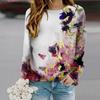 Tops For Women Golden Butterfly Print Round Neck Long Sleeve T-shirt Fall Casual Slim Pullover Women's Long Sleeve Top