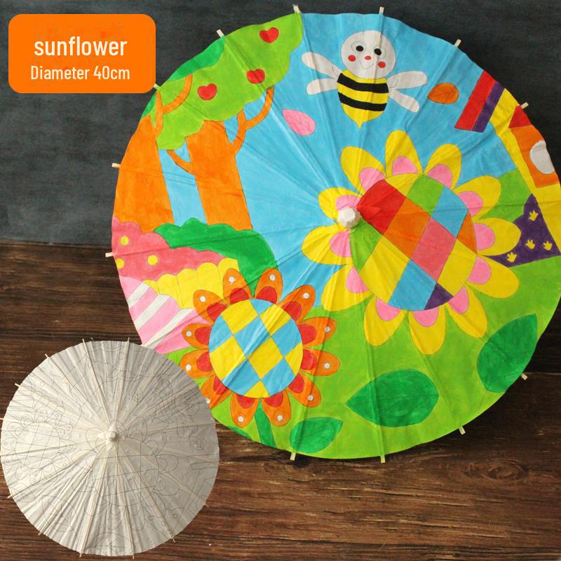 DIY Handbemaltes Weißes Ölpapier Schirm-Set für Kinder - Bastelprojekt im antiken Stil für den Kindergarten