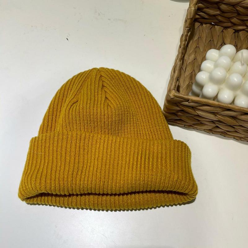 Autumn and Winter Pure Color Knitted Women's Warm Woolen Hat