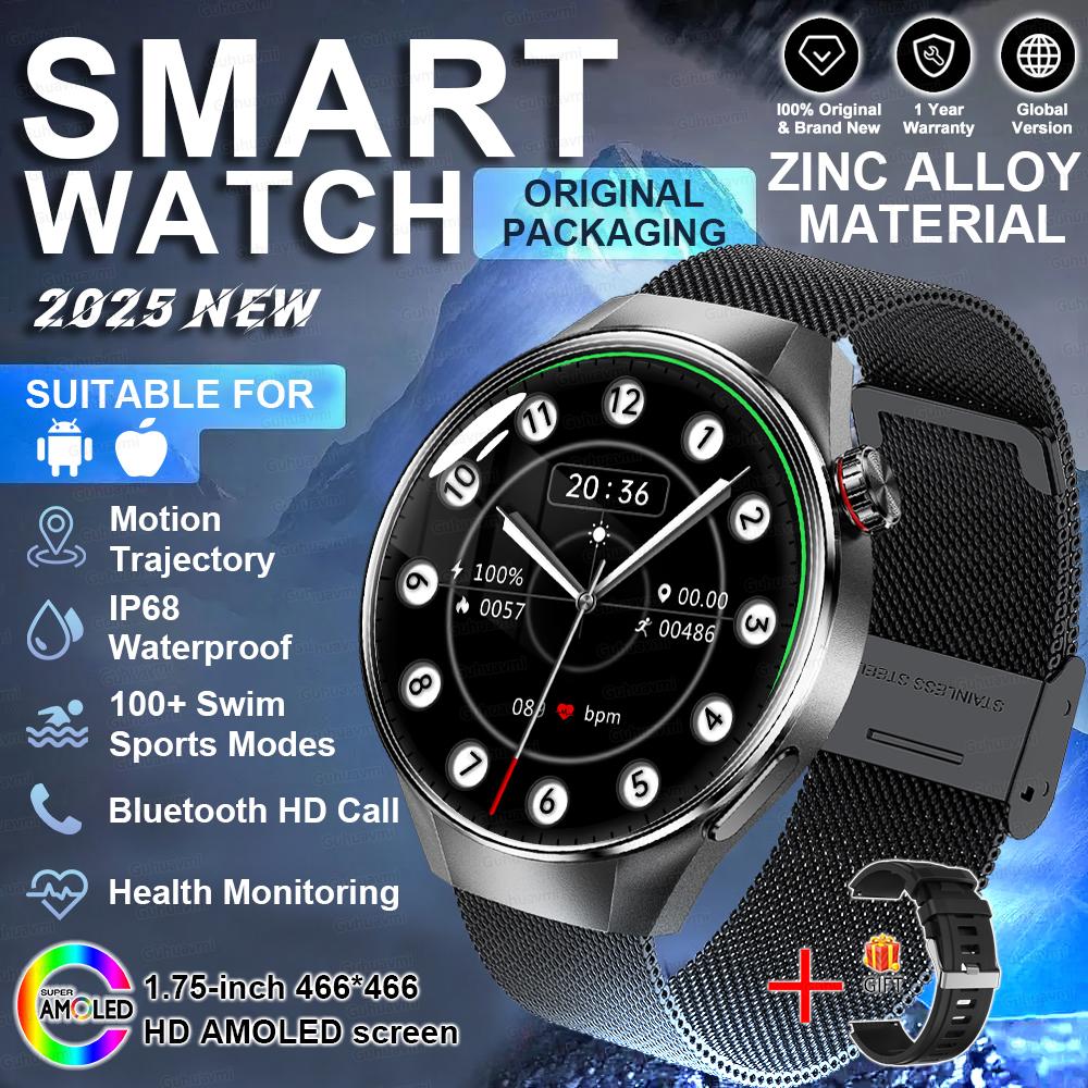 New HD Bluetooth Call GPS Tracker Smart Watch Heart Rate Blood Oxygen Health Monitor IP68 Waterproof Sports SmartWatch Men