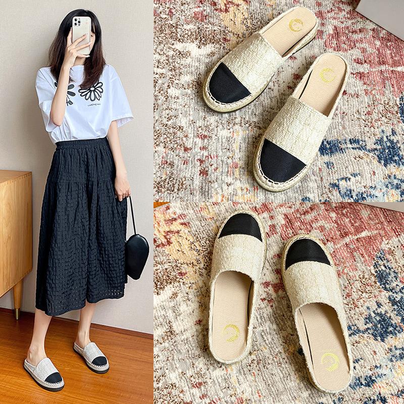 Fashion Round Toe Colorful Knitting Slippers Women Straw Pattern Fisherman Shoes Female Espadrilles Slides Cozy Summer Outdoor Slippers