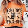 Comfort Colors Halloween Shirt and Kids Tshirt: Messy Cat Skeleton Trick or Treat Tee