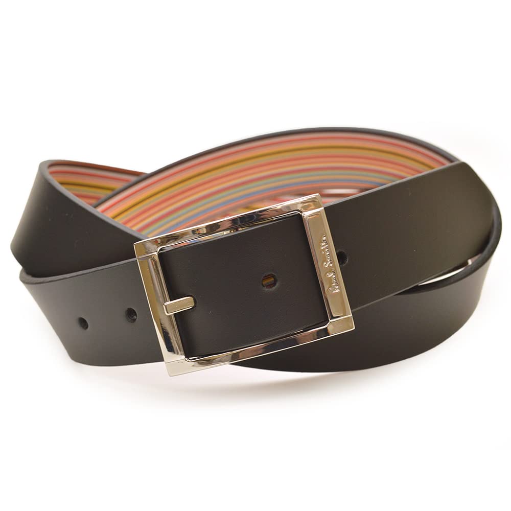 

Двусторонний кожаный ремень Paul Smith с полосатой регулируемой пряжкой eps22w201 M1A 7542X Мужской узор, Размер, AMUSTR, Черный/Разноцветный