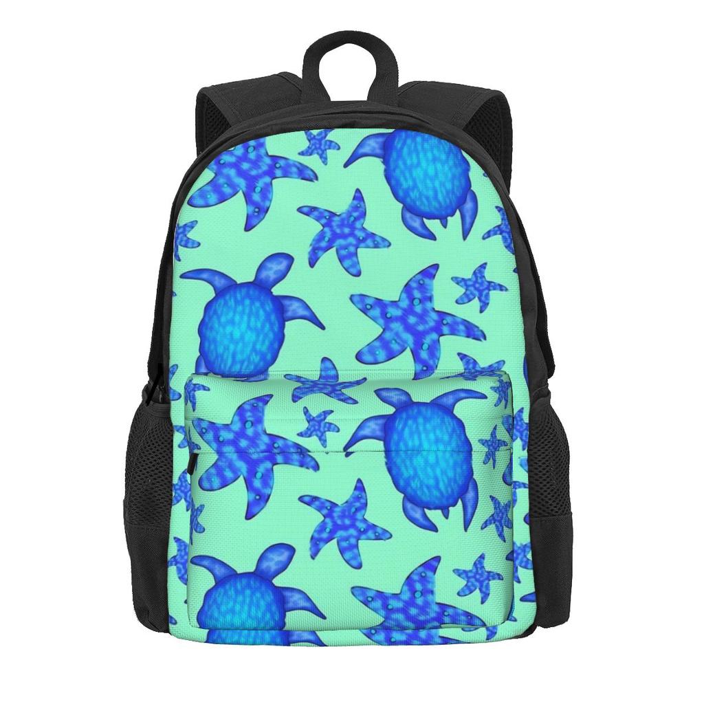 Ocean Turtles Backpack Lovely Starfish Streetwear Backpacks Boy Girl Trekking Lightweight High School Bags High Quality Rucksack