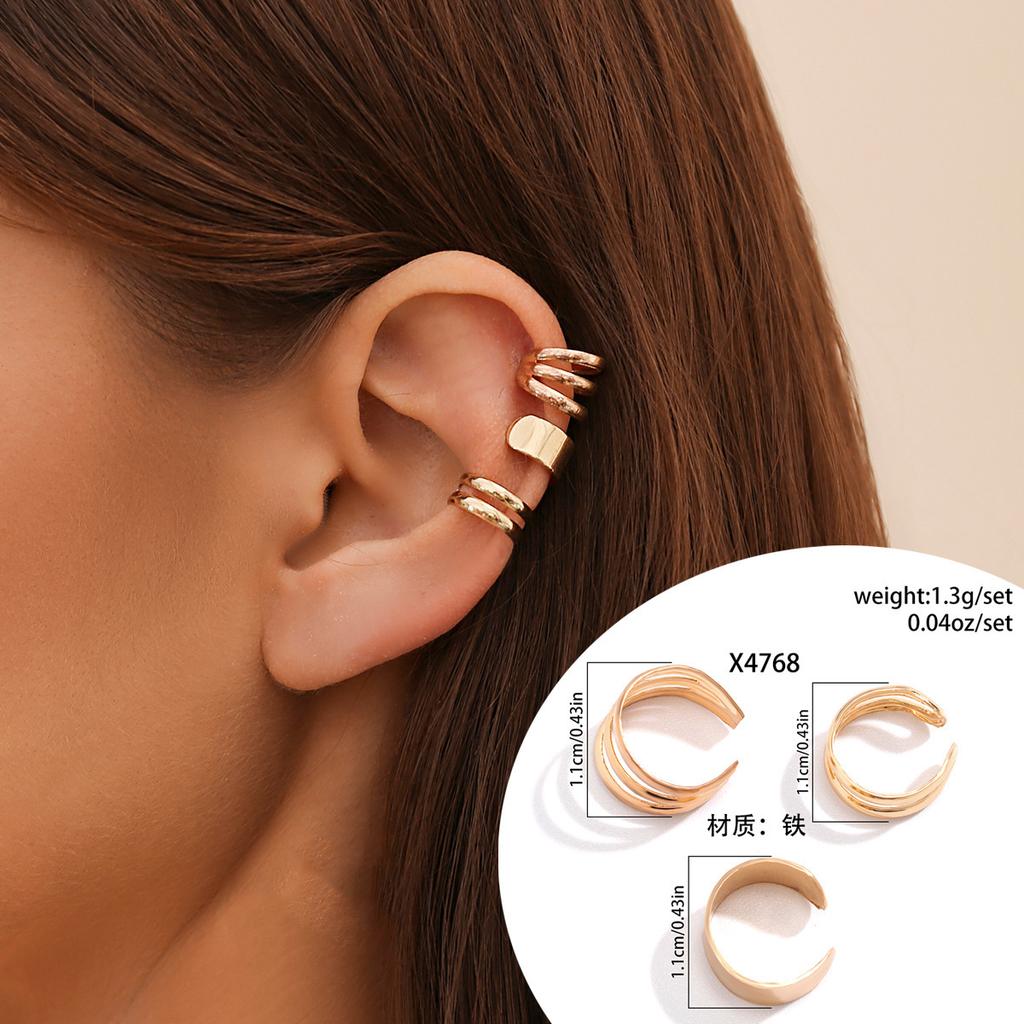 Design Sense Metal Smooth Water Drop Doudou Ear Clips, Personalized Geometric Element Ring Folded Stud Earrings