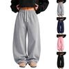 Women's Wide Leg Pants with Elastic Waist and Pockets, Loose Fit Casual Trousers for Everyday Wear