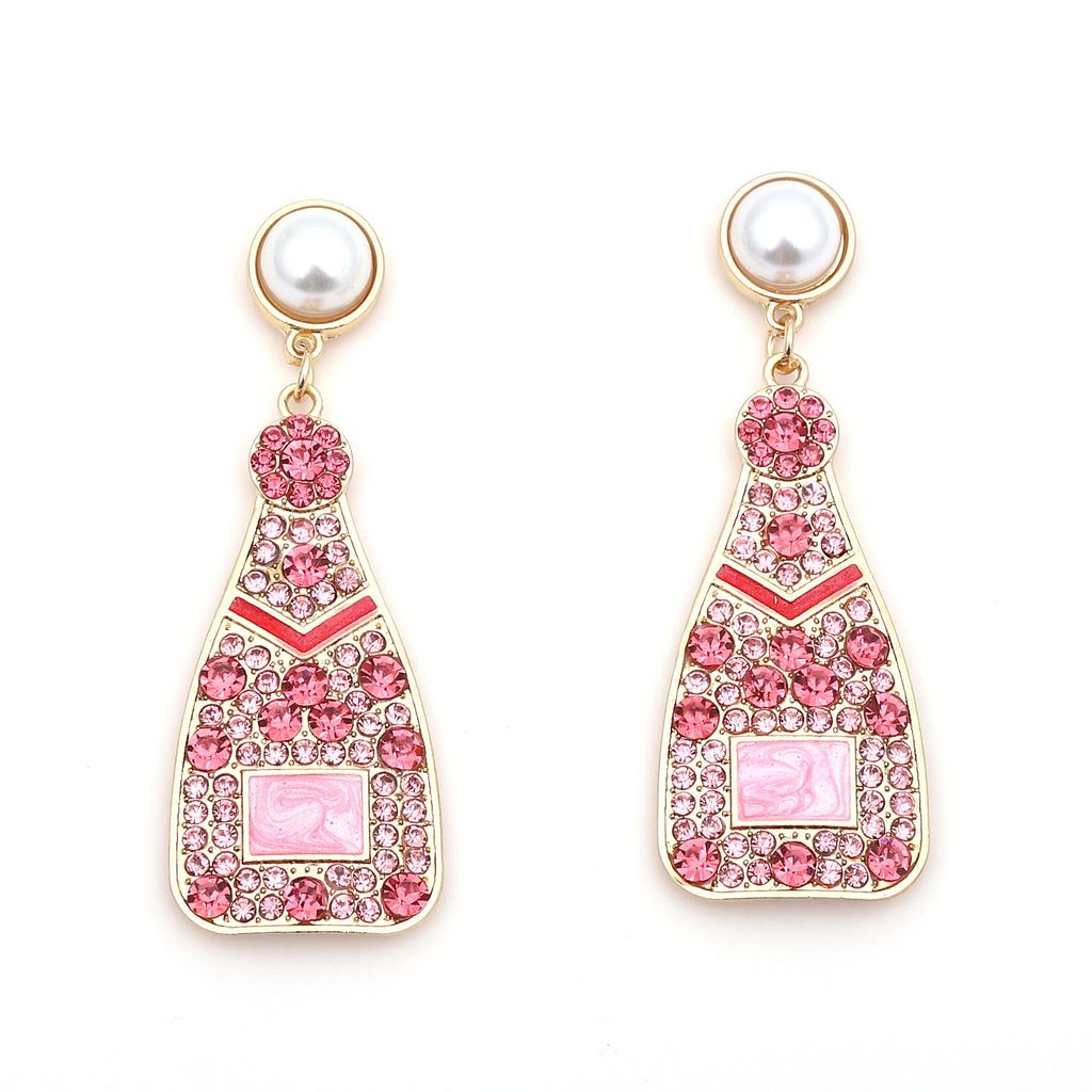 Europe and the United States Cross-border Creative Fashion Alloy Wine Bottle Series Inlaid Rhinestone Earrings Personalized Temperament Light Luxury