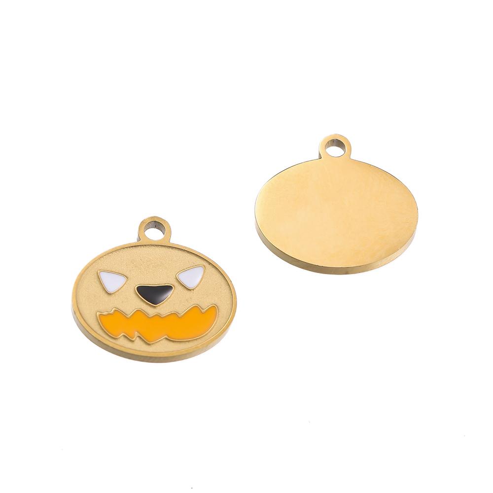 1pcs Stainless Steel Cartoon Halloween Enamel Charms Pumpkin Skeleton Ghost Bat Cat Pendants for DIY Jewelry Making Accessories