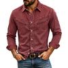 Men's Long Sleeve Denim Shirt with Distressed for Casual Wear