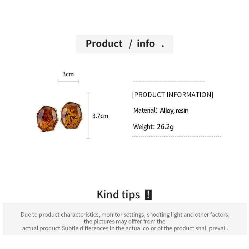 Exaggerated Brown Green White Resin Stud Earrings for Women Simple Geometric Irregular Metal Shell Earrings Exquisite Jewelry
