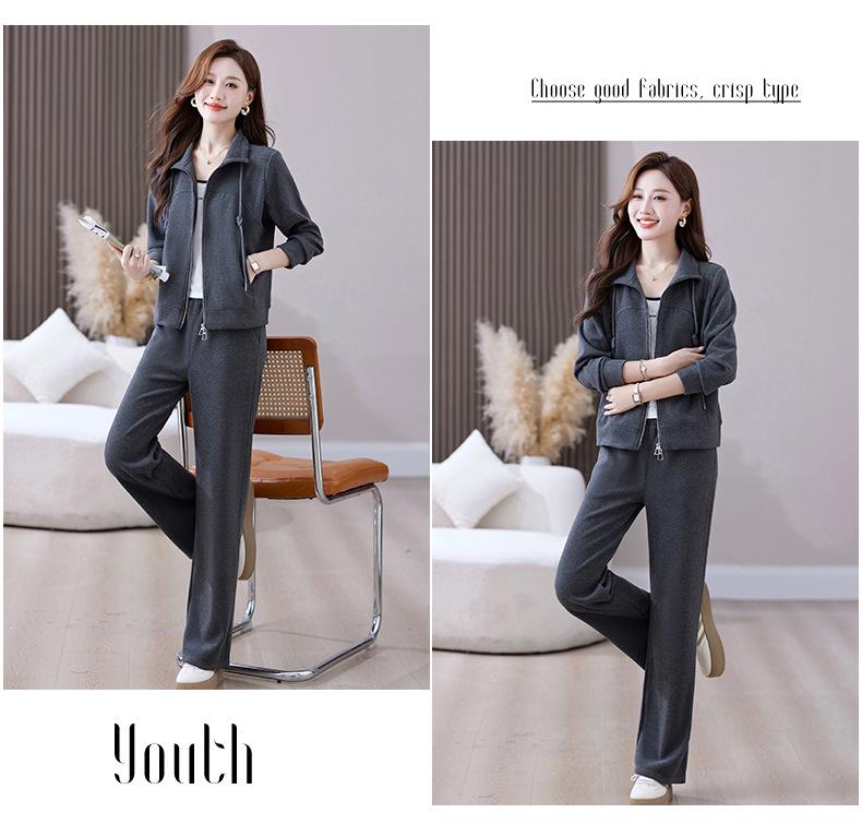 Chic Cashmere Cardigan & Slimming Sportswear Set for Women - 2025 Spring/Autumn Running Suit, Two-Piece.