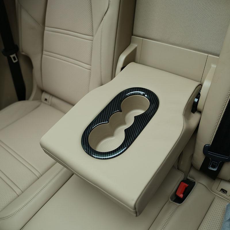 Für Porsche Cayenne 2018-2023 ABS Carbon Fiber/Silber Auto Rücksitz Wasser Tasse Halter Abdeckung Trim Aufkleber Auto