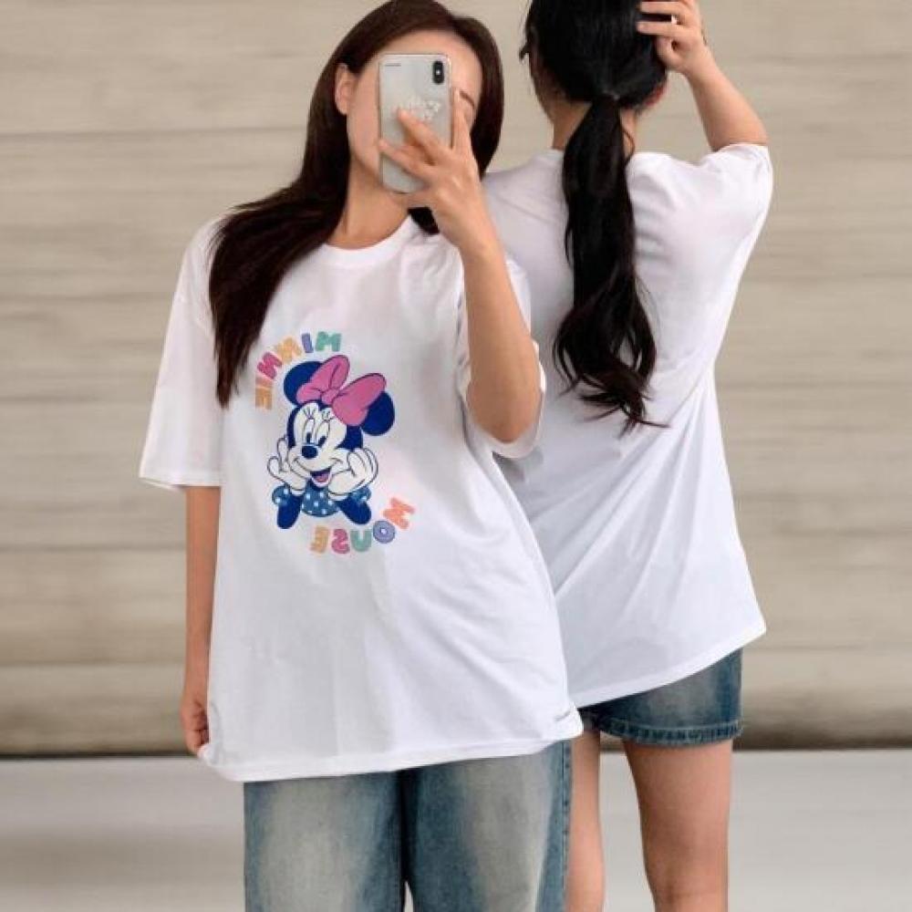 New Arrivals Open Run Women PasTel LeTTering Mini PrinT WhiTe T shirT