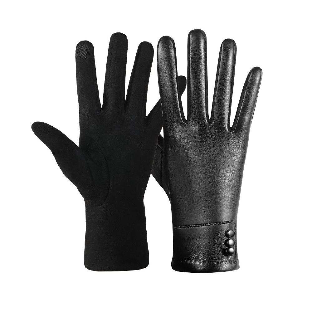 1Pair PU Touchscreen Gloves Touchscreen Windproof Gloves New Thermal Gloves  Winter Wear