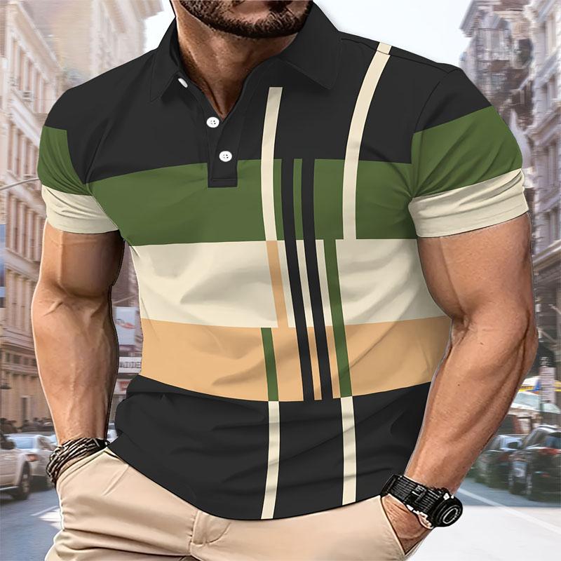 Fashionable Casual 3D Digital Printed Pattern Men's Short Sleeved Polo Shirt Summer Comfortable Outdoor Activities