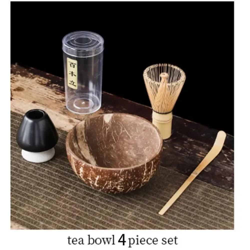 4-7pcs Handmade Home Easy Clean coconut Matcha Tea Set Tool Stand Kit Bowl Whisk ScoopBirthday gift Ceremony Kitchen supplies
