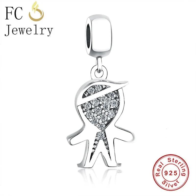 FC Jewelry Fit Original Pan Charms Bracelet Authentic 925 Silver Little Boy Girl Son Daughter Bead Pendant For Women Berloque