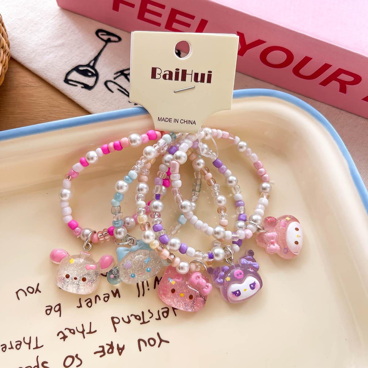 Colorful Beaded Cartoon Bracelet for Girls - Trendy Candy-Toned Kids Jewelry