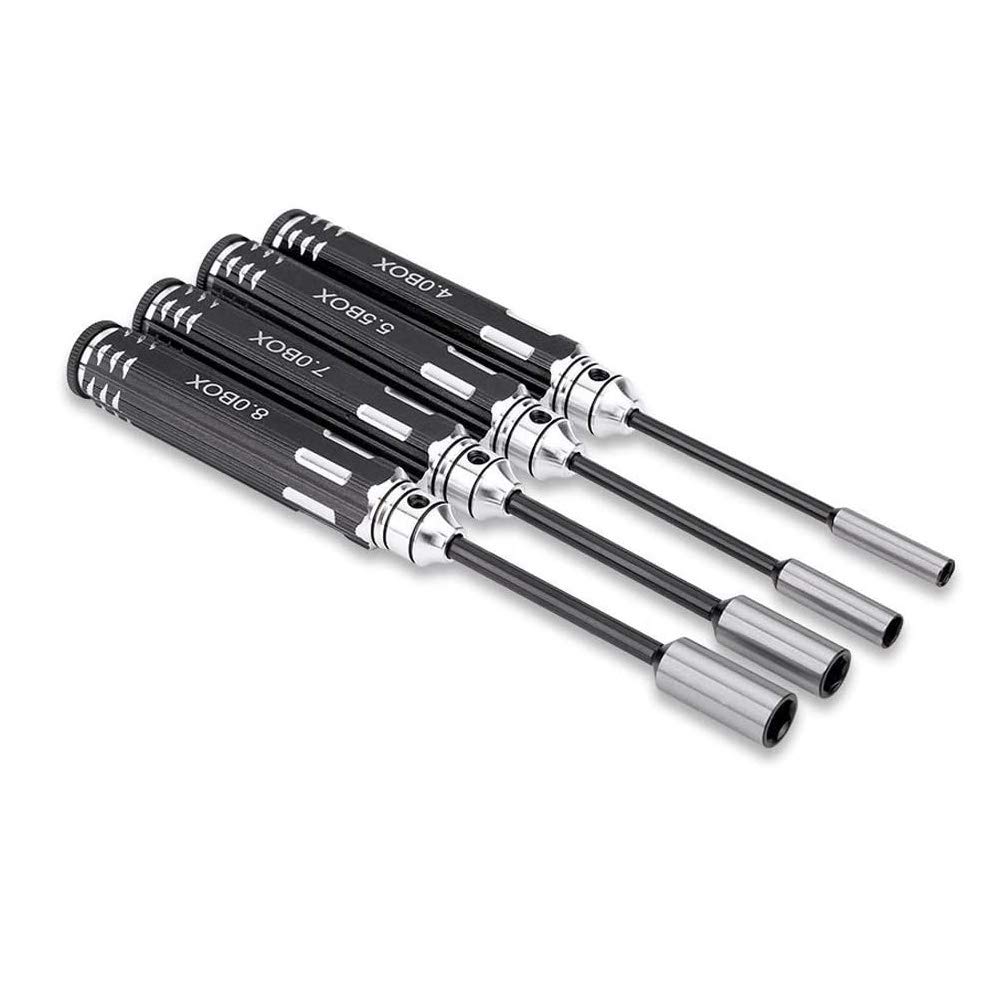 Nut Key Socket Precision Hex Nut Driver for Set of 4 Driver, RC, (4mm, 5.5mm, 7mm, 8mm)