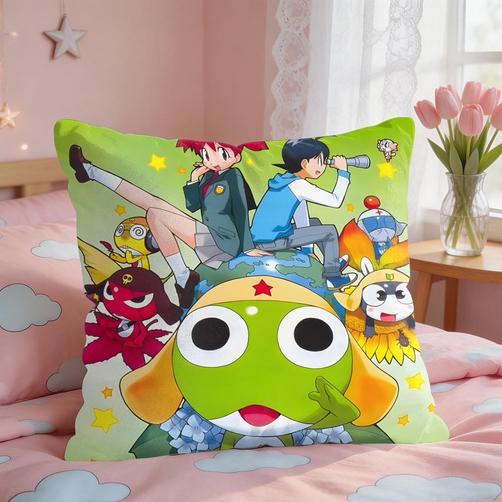 Cartoon Keroro Gunsou Frog Cushion Cover Square Short Plush Pillow Case Living Room Sofa Home Decor Funda X