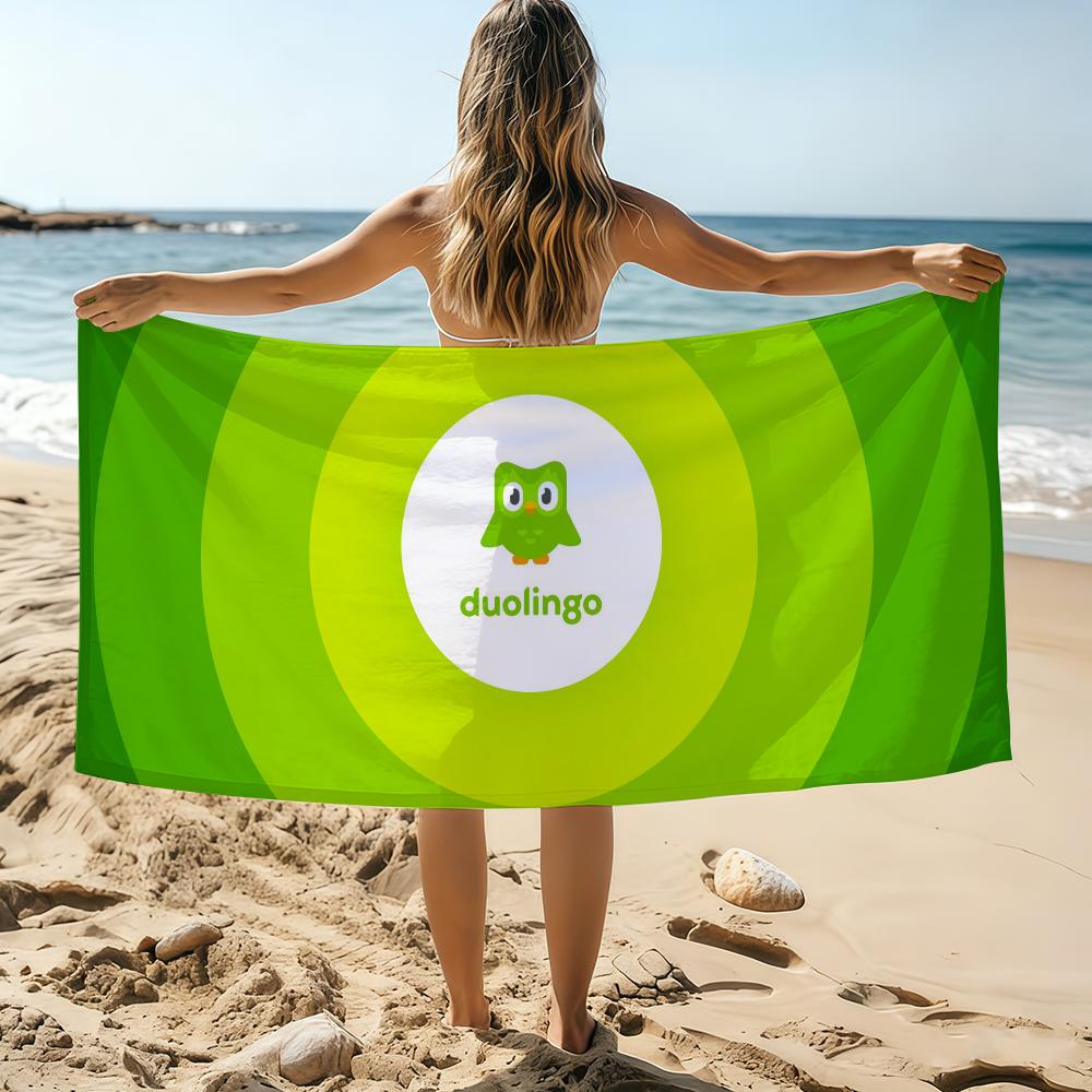 

Мультяшное D-Duolingo ИИ Полотенце Пляжное Полотенце Большого Размера Быстросохнущее Полотенце Впитывающее Мягкое Для Плавания Пляжные Полотенца для Мужчин Женщин W40*H60(CM)