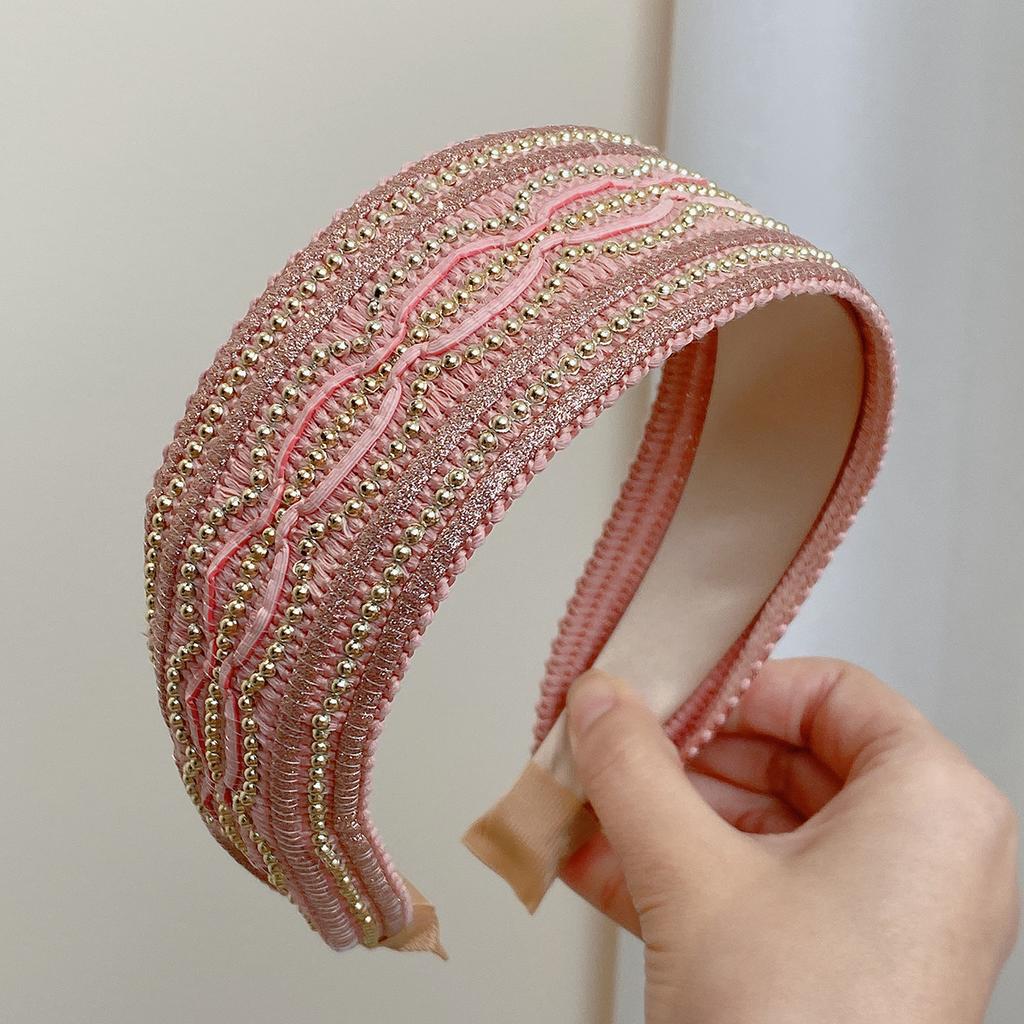 New Retro Wide-brimmed Headband Women's Premium Baroque European and American Style Chain Woven Headband Hair Accessories