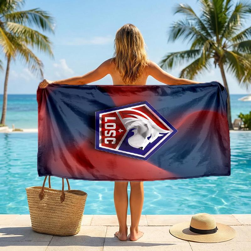 LOSC Lille FC Print Quick Dry Beach Towel Microfiber Absorbent Portable Travel Swimming Towel