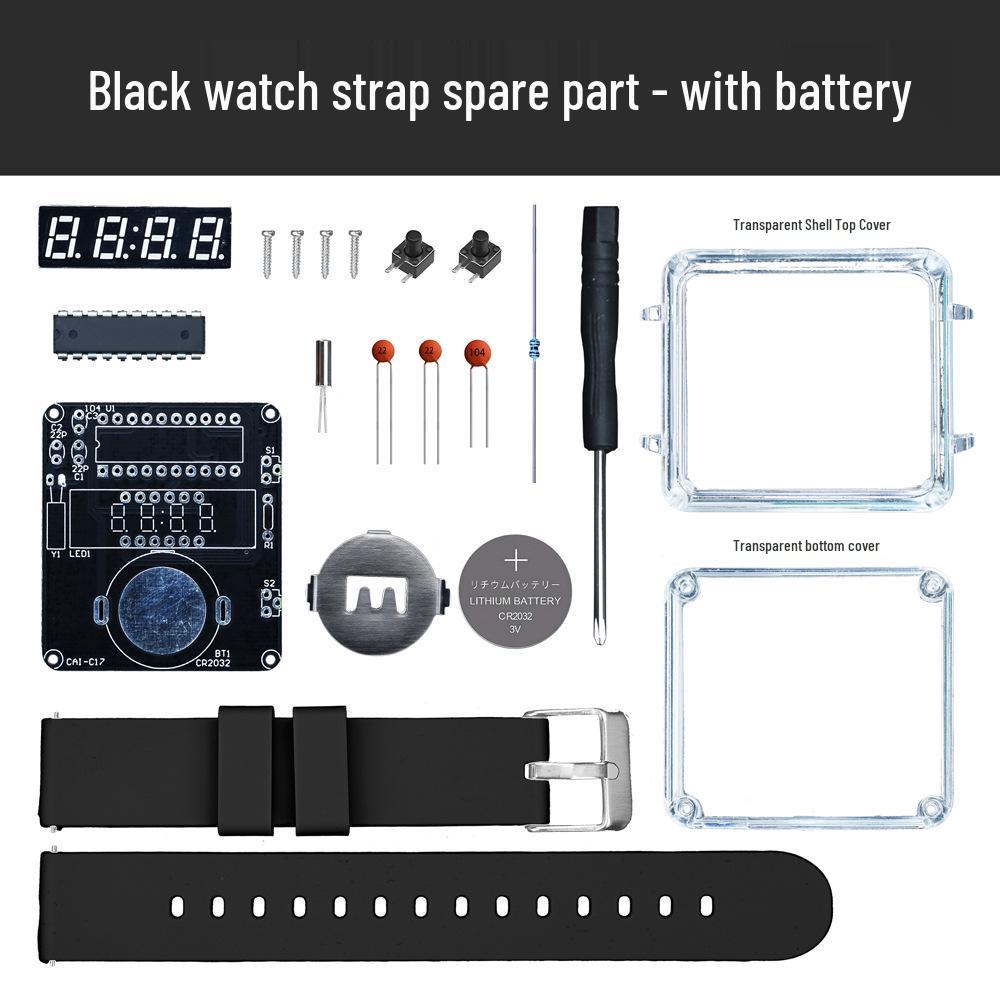 DIY LED Watch Kit: Electronic Assembly with Transparent Microcomputer Digital Display