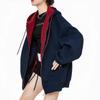 Unisex Retro Hooded Sweatshirt Jacket - Autumn 2025 Collection, Popular Loose-Fit Sport Cardigan Top