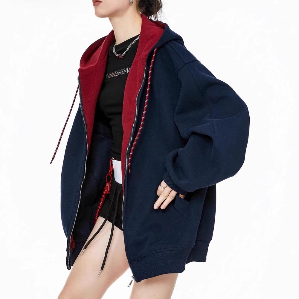Unisex Retro Hooded Sweatshirt Jacket - Autumn 2025 Collection, Popular Loose-Fit Sport Cardigan Top