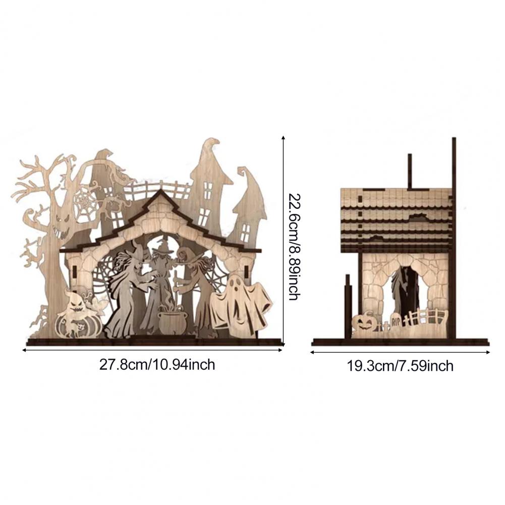 Halloween Candle Holder Spooky Candle Holder Spooky Wooden Witch Ghost House Candle Holder for Halloween Party Decor for Women