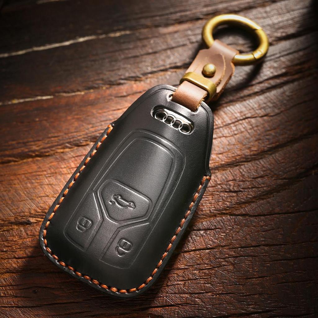 [2018 Aodi] Car Key Cover Keychain Car Key Case Cowhide Handmade Suitable for TT A4 A5 S5 Q5 Q7 SQ5