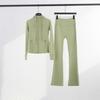LU Womens Hooded Jacket Flared Pants Set Define Slim Fit Yoga Activewear