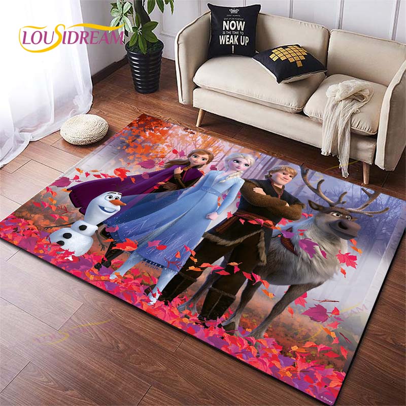 3D Printing Rug for Kitchen Doormat Bedroom Anime Frozen Carpets for Living Room Laundry Bathroom Non-slip Floor Mat