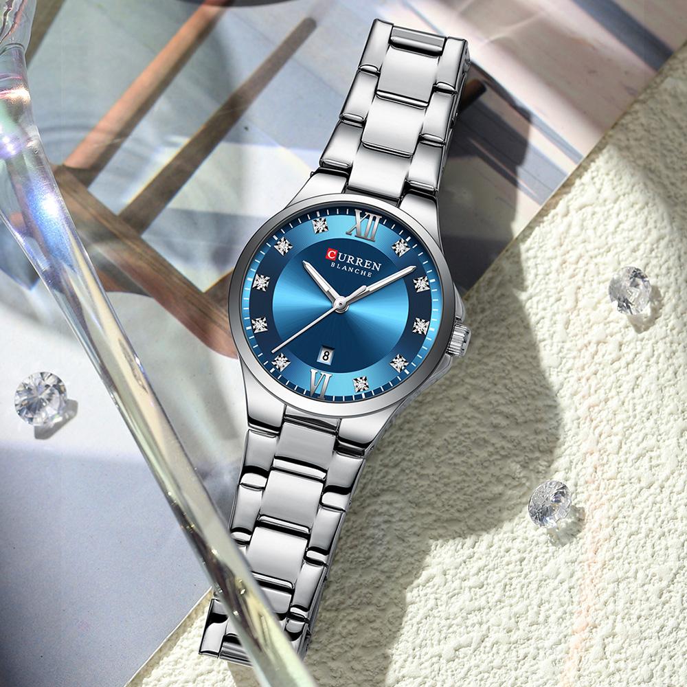 CURREN Brand Quartz Watch for Women Fashion Luxury Round Stainless Steel Waterproof Luminous Ladies Wristwatch