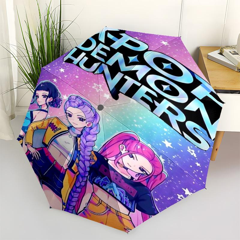 1pz KPop Demon Hunters Apertura/Chiusura Automatica, Telaio Resistente a 8 Stecche, Ombrello Compatto da Viaggio per Uomo e Donna S1222062