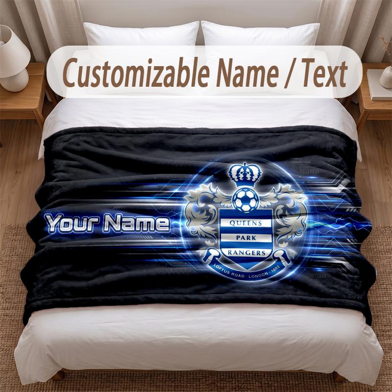 Queens Park Rangers Printed Flannel Blanket Custom Name Text Soft Warm Throw For Bedroom Holiday Gift