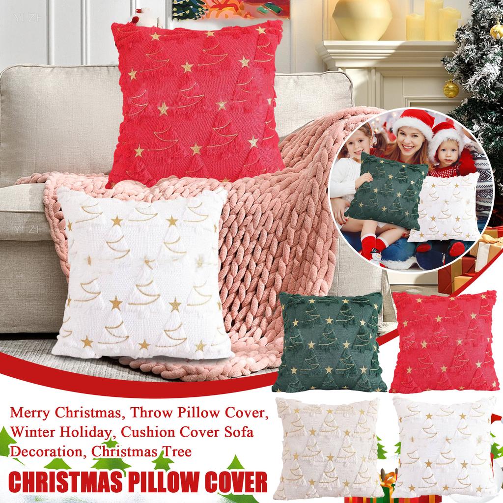 Merry Christmas, Throw Pillow Cover, Winter Holiday, Cushion Cover Sofa Decoration, Christmas Tree