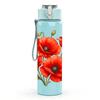1PC Red Poppy Floral Bouquet Art 750ml Color Plastic Sports Water Bottle Leakproof Flip Straw Lid Suitable for Sports Office Home Use