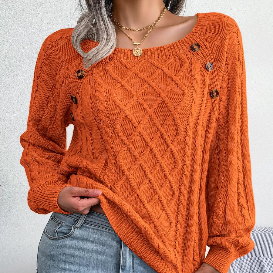 

Autumn Casual Ribbed Knit Sweater with Darts for Women L помаранчевий