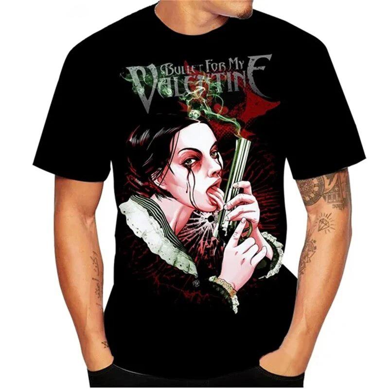 Rock Band Bullet For My Valentine T-shirt Stampate 3D Uomo Donna Moda Oversize Manica Corta T-shirt Magliette da Uomo Top Abbigliamento Uomo