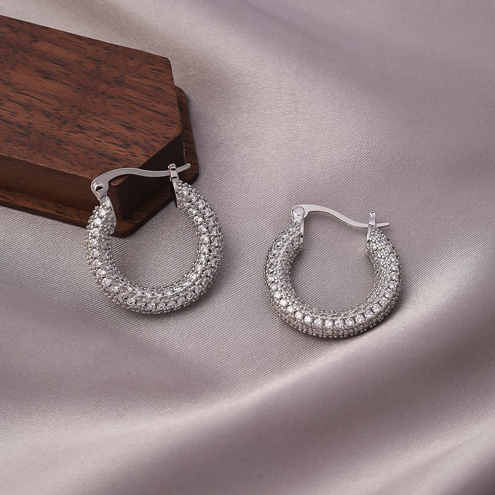 Luxury Silver Needle Zirconia Earrings for Women - Elegant Hoop Design for Square & Round Faces, Exquisite, Unique, Light, & Stylish.